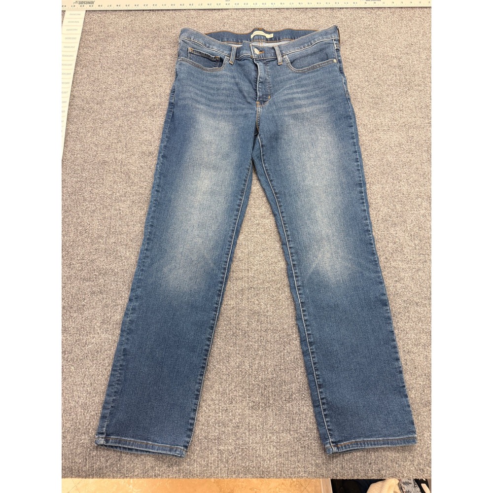 Levis 314 Shaping Straight Jeans Womens 32 Medium Wash Blue Denim Mid Rise - Picture 2 of 10